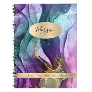 Carnet Purple, Turquoise, Or Encre Nom Abstrait/Sujet