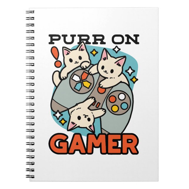 Carnet Purr On Gamer - Conception De Jeu De Chat Cute (Devant)