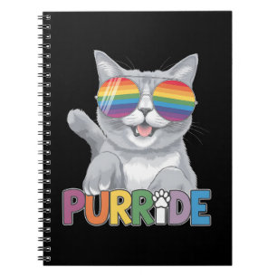 Carnet Purride Chat Lunettes de soleil Gay pride Rainbow 