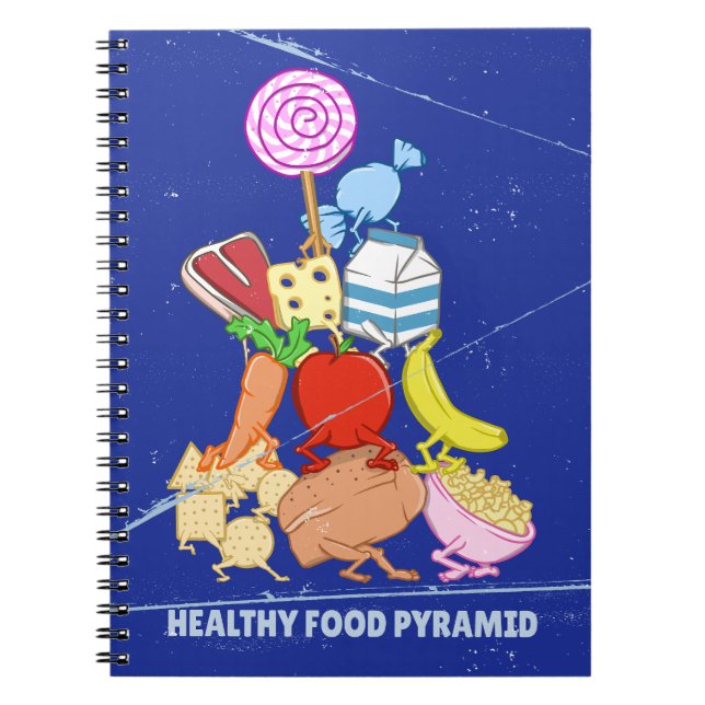 Carnet Pyramide alimentaire saine dessin humoristique (Devant)
