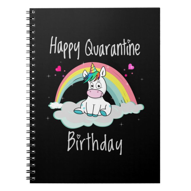 Carnet Quarantine Anniversaire Unicorn arc-en-ciel (Devant)