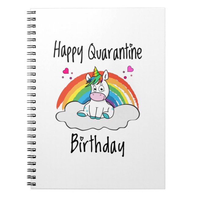Carnet Quarantine Anniversaire Unicorn arc-en-ciel (Devant)