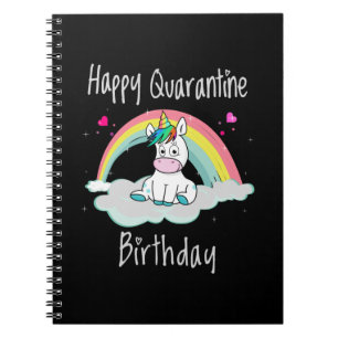 Carnet Quarantine Birthday Unicorn rainbow