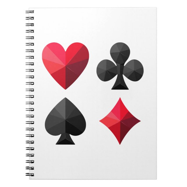 Carnet Quatre combinaisons de cartes à jouer : coeurs, cl (Devant)