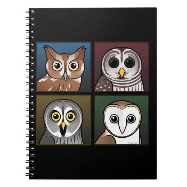 Carnet Quatre hiboux de couleur (foncés) (Devant)
