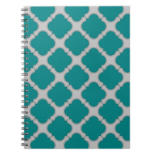 Carnet Quatrefoil teal and gray