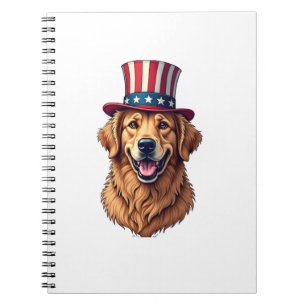 Carnet Quatrième de Juillet T-Shirt Vintage Golden Retrie