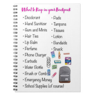 Carnet Que garder dans votre sac à dos