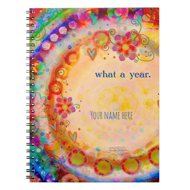 Carnet Quelle année d'inspirété personnalisée colorée (Devant)