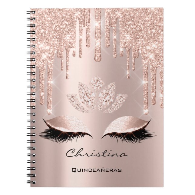 Carnet Quinceañeras 16ème Lashes Pink Spark Lotus (Devant)