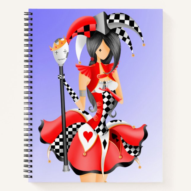 Carnet Quirky Jester et Marionnette King bleu rouge (Devant)
