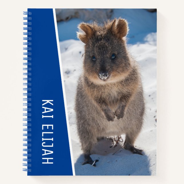 Carnet Quokka Australie Personnalisé Enfants Bleus (Devant)