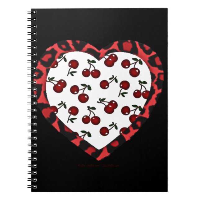 Carnet RAB Rockabilly Cherries Coeur Empreinte de léopard (Devant)