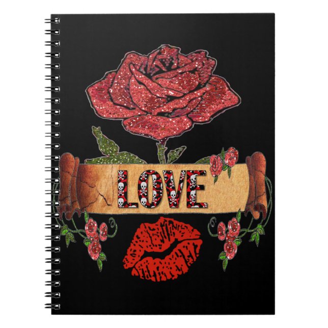 Carnet RAB Rockabilly Valentine Roses, Love & Lipstick (Devant)