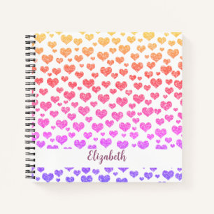 Carnet Rainbow Faux Parties scintillant Coeurs colorés lu