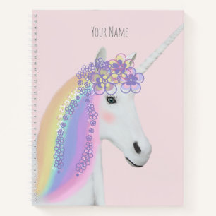 Carnet Rainbow Unicorn Floral Nom personnalisé Ordinateur