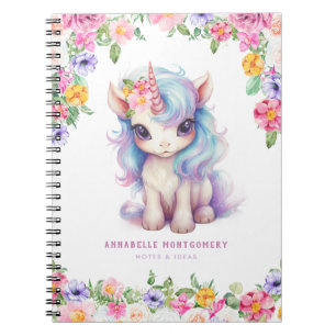 Carnet Rainbow Unicorn Nom personnalisé Cute Kids School