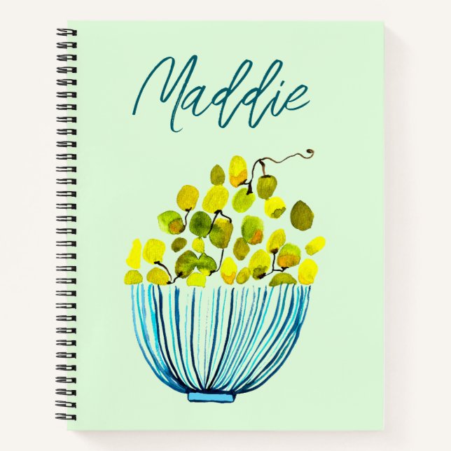 Carnet raisin aquarelle art fruit (Devant)