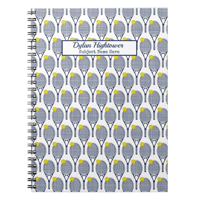 Carnet Raquette de tennis | Nom blanc du Motif | Objet (Devant)