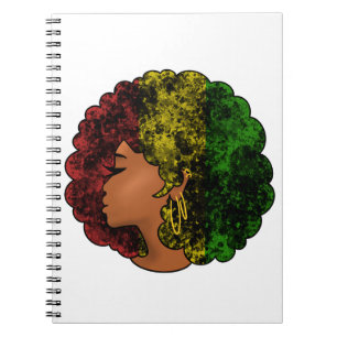 Carnet Rasta femme noire afro rouge jaune vert