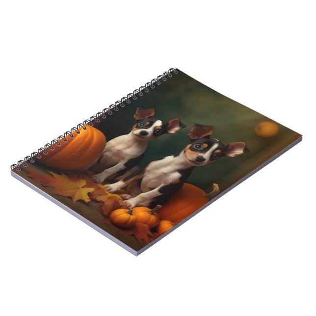Carnet Rat Terrier Chiot Automne Citrouille délice (Côté gauche)