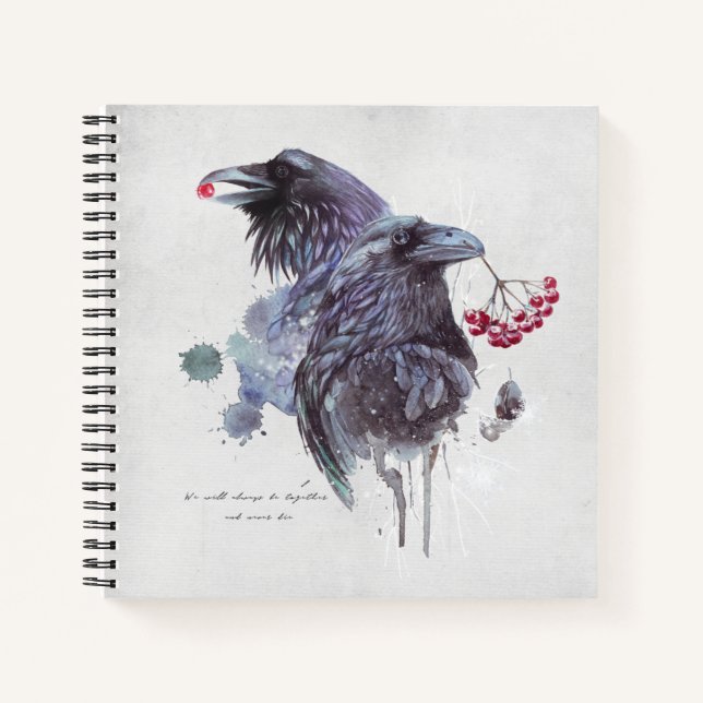 Carnet Ravens Berries Aquarelle Arrière - plan (Devant)