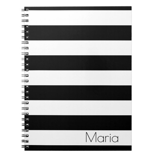 Carnet rayé noir et blanc personnalisé (Devant)