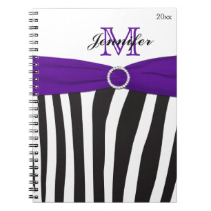 Carnet rayé noir violet blanc Zèbre