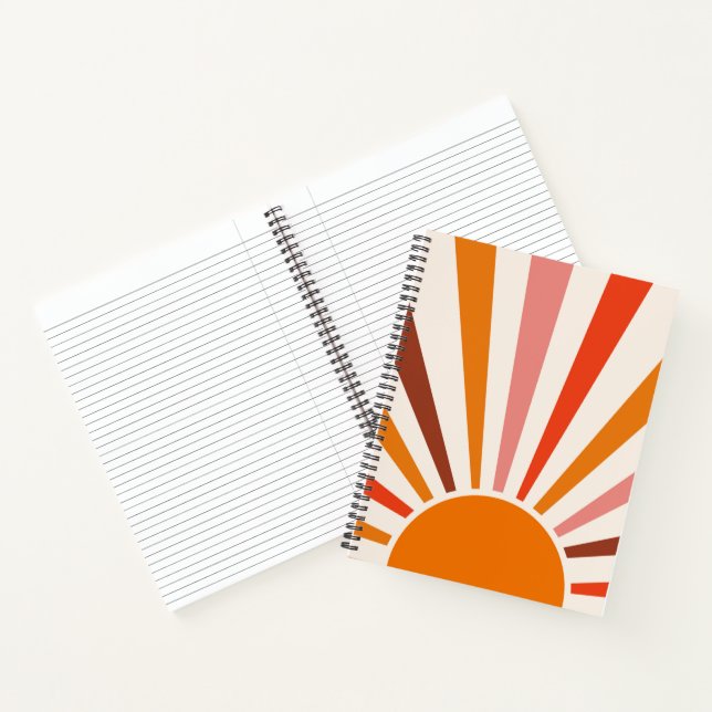 Carnet Rayons Soleil Rétro Coucher Soleil Orange Jaune Ro (Intérieur)