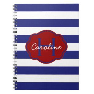 Carnet Rayure horizontale classique bleue et blanche