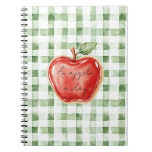 Carnet Rayures à Carreaux Verts Blancs Pomme Rouge Un Jou