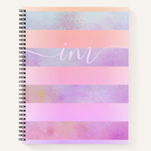 Carnet Rayures arc-en-ciel Abstraites monogrammes dans l'