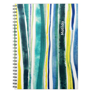 Carnet Rayures bleues et vertes