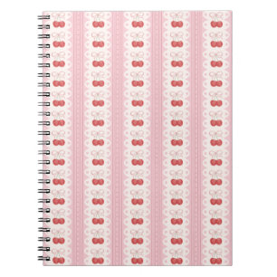 Carnet Rayures Cerise Prépa - Rose et Blanc Cassé