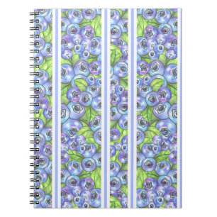 Carnet rayures de bleuets