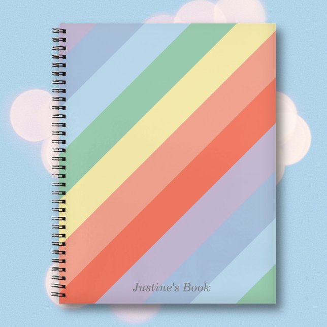 Carnet Rayures diagonales Pastel Rainbow (Pastel Rainbow Diagonal Stripes Notebook)