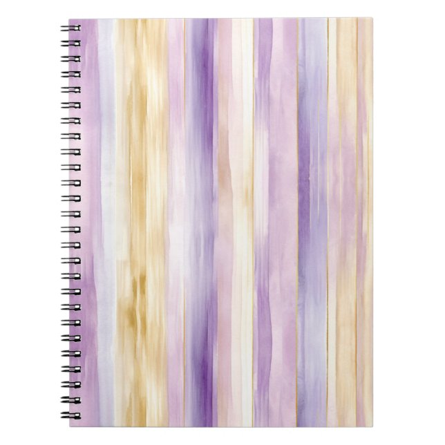 Carnet Rayures d'iris crème violet   (Devant)