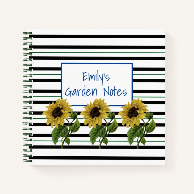 Carnet Rayures Et Tournesols (Devant)