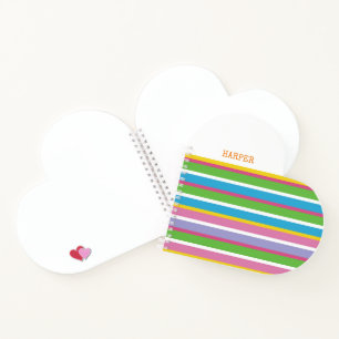Carnet Rayures Modernes Couleurs Vives NOM Fun Prépa Hip