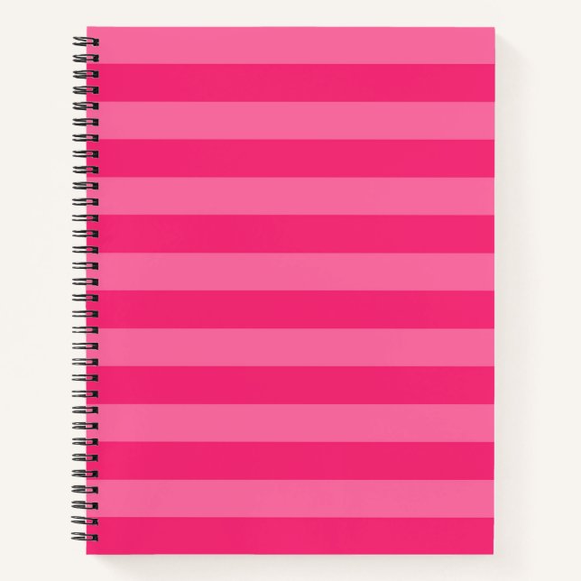 Carnet Rayures rose pâle et rose chaud (Devant)