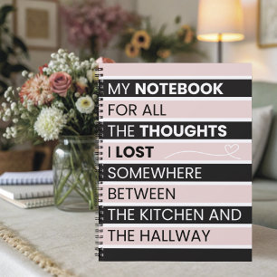 Carnet Rayures roses et noires ludiques