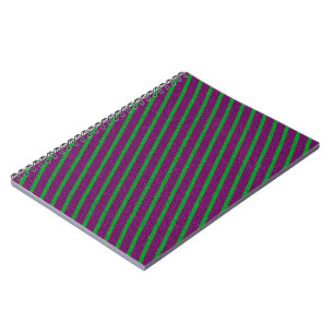 Carnet Rayures Vertes & Violettes Paillettes