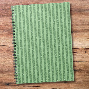 Carnet Rayures verticales simples en vert forêt pailleté
