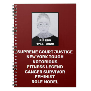 Carnet RBG RIP Ruth Bader Ginsburg Crimson d'hommage