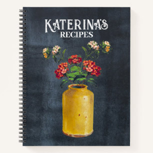 Carnet Recette Aquarelle Retro Chalkboard Fleurs sauvages