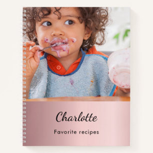 Carnet Recette bébé fille repas repas photo nom rose pâle