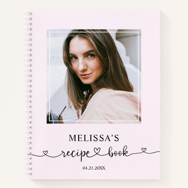 Carnet Recette Cute Coeur Calligraphie Photo Bloc-notes (Devant)