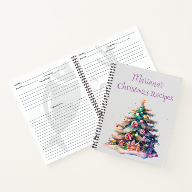 Carnet Recette d'arbre de Noël pourpre (Intérieur)