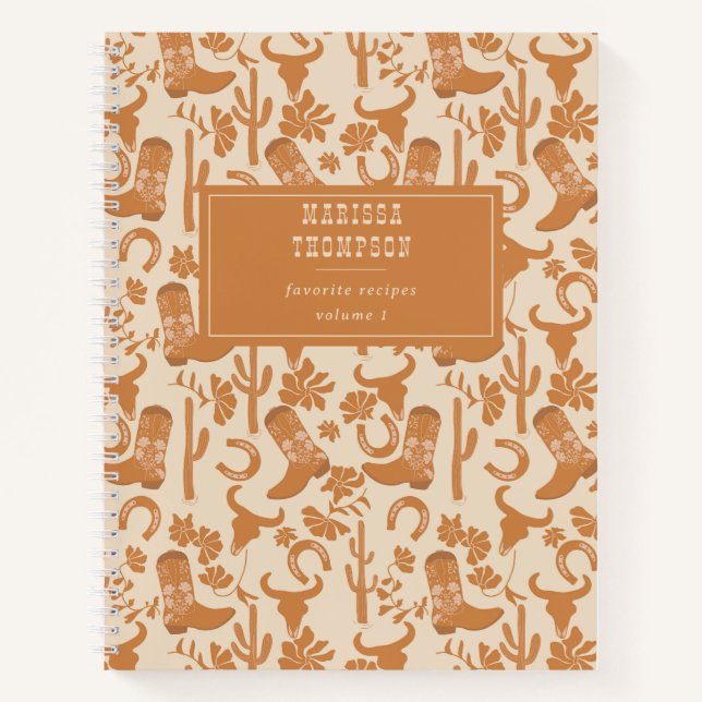Carnet Recette de bottes de cowboy de campagne rustique o (Devant)