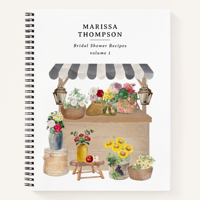 Carnet Recette de chariot de fleurs du marché de fermier  (Devant)